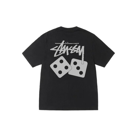 Stussy Dice Logo Pigment Dyed T-Shirt Black Men’s Size L Ships Free - Picture 2 of 2